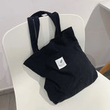 Women's Canvas Shopper Shoulder Bag with Corduroy Material