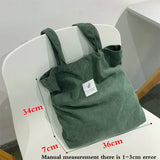 Women's Canvas Shopper Shoulder Bag with Corduroy Material