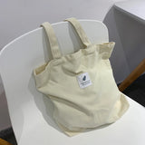 Women's Canvas Shopper Shoulder Bag with Corduroy Material