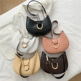 Women's Croc Embossed PU Leather Half Round Shoulder Bag