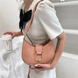 Women's Croc Embossed PU Leather Half Round Shoulder Bag