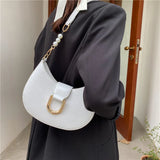 Women's Croc Embossed PU Leather Half Round Shoulder Bag