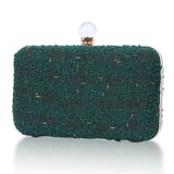 Wool Blend Evening Bag Grid Diamond Handbag