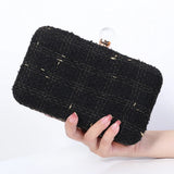 Wool Blend Evening Bag Grid Diamond Handbag