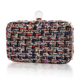 Wool Blend Evening Bag Grid Diamond Handbag