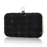 Wool Blend Evening Bag Grid Diamond Handbag