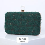 Wool Blend Evening Bag Grid Diamond Handbag