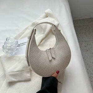 Vintage Woven Crescent Shoulder Bag for Women