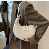 Vintage Woven Crescent Shoulder Bag for Women