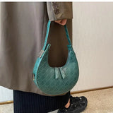 Vintage Woven Crescent Shoulder Bag for Women