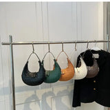 Vintage Woven Crescent Shoulder Bag for Women