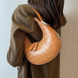 Vintage Woven Crescent Shoulder Bag for Women