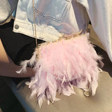 Ostrich Hair One-Shoulder Chain Bag Messenger Bag