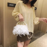 Ostrich Hair One-Shoulder Chain Bag Messenger Bag