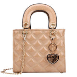 Retro Embroidered Rhombus Leather Women Messenger Bag