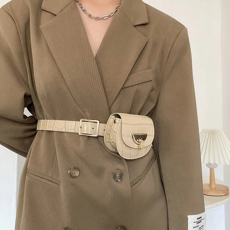 Chains PU Leather Waist Bag for Women