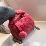 Women's Small Fresh Lamb Velvet Bag with Chain Shoulder Messenger Bag