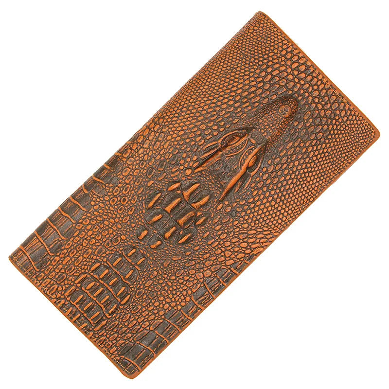 Men's Leather Long Wallet Vintage Crocodile Bag