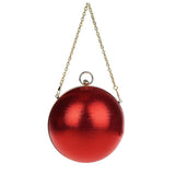 Round Shape Silver Clutch Ball Evening Bag Red Handbag WY64