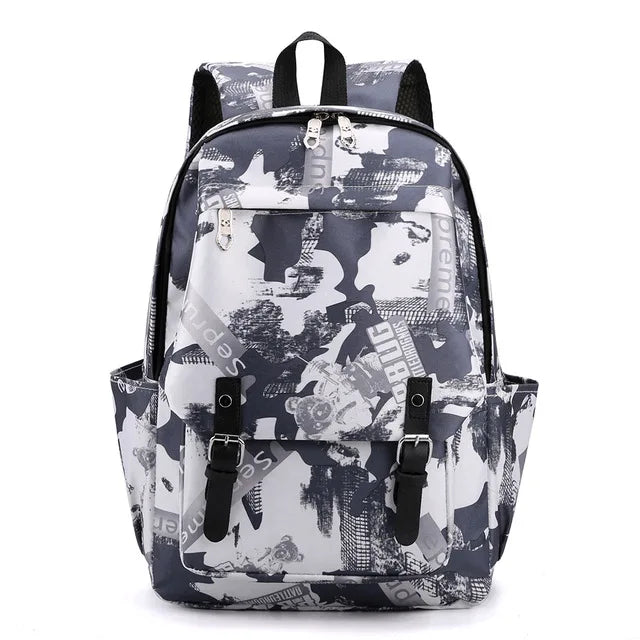 Camouflage Backpack for Teen Girls Boys Polyester Schoolbag