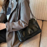 Texture Folding Women's Leather Handbag Shoulder Bag
