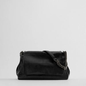 Texture Folding Women's Leather Handbag Shoulder Bag