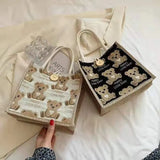 Small Fresh Japanese Linen Tote Bag for Student Lunch