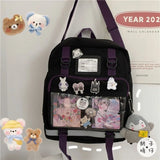 Japanese-style girl backpack with transparent pocket