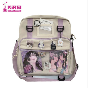 Japanese-style girl backpack with transparent pocket