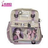 Japanese-style girl backpack with transparent pocket