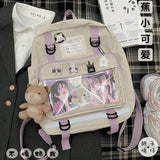 Japanese-style girl backpack with transparent pocket