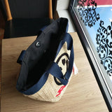 Smiley Embroidery Straw Beach Bag Tassel Handbag