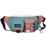 Unisex Retro Waist Pack Hong Kong Style Student Bag