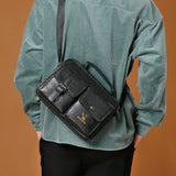 Vintage Leather Men Messenger Bag Large Capacity Crossbody Bag