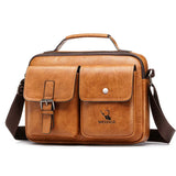 Vintage Leather Men Messenger Bag Large Capacity Crossbody Bag