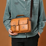 Vintage Leather Men Messenger Bag Large Capacity Crossbody Bag