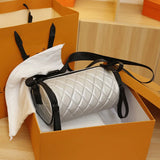 Lingge Single Shoulder Cylinder Women's Bag Wide Shoulder Belt Messenger Bag