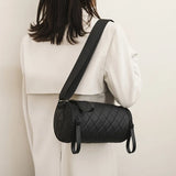 Lingge Single Shoulder Cylinder Women's Bag Wide Shoulder Belt Messenger Bag
