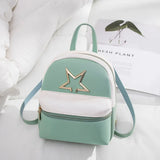 PU Female College Backpack with Star Decoration Patchwork Bag