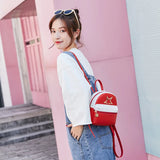 PU Female College Backpack with Star Decoration Patchwork Bag