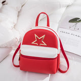 PU Female College Backpack with Star Decoration Patchwork Bag