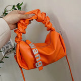 Pleated Rhinestone Shoulder Bag Crystal Chain Sling Handbag