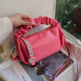 Pleated Rhinestone Shoulder Bag Crystal Chain Sling Handbag