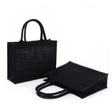 Women Jute Tote Bags Burlap Soft Handle Shopping Organizer Storage Handbag