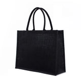 Women Jute Tote Bags Burlap Soft Handle Shopping Organizer Storage Handbag