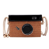 PU Leather Shoulder Bag Straw Camera Bag Girl Diagonal
