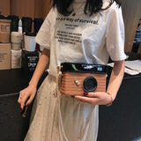 PU Leather Shoulder Bag Straw Camera Bag Girl Diagonal