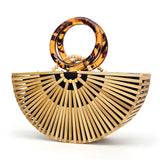 Bamboo Woven Bag Acrylic Handbag European American Retro Beach Bag
