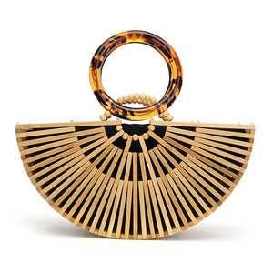 Bamboo Woven Bag Acrylic Handbag European American Retro Beach Bag