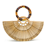 Bamboo Woven Bag Acrylic Handbag European American Retro Beach Bag